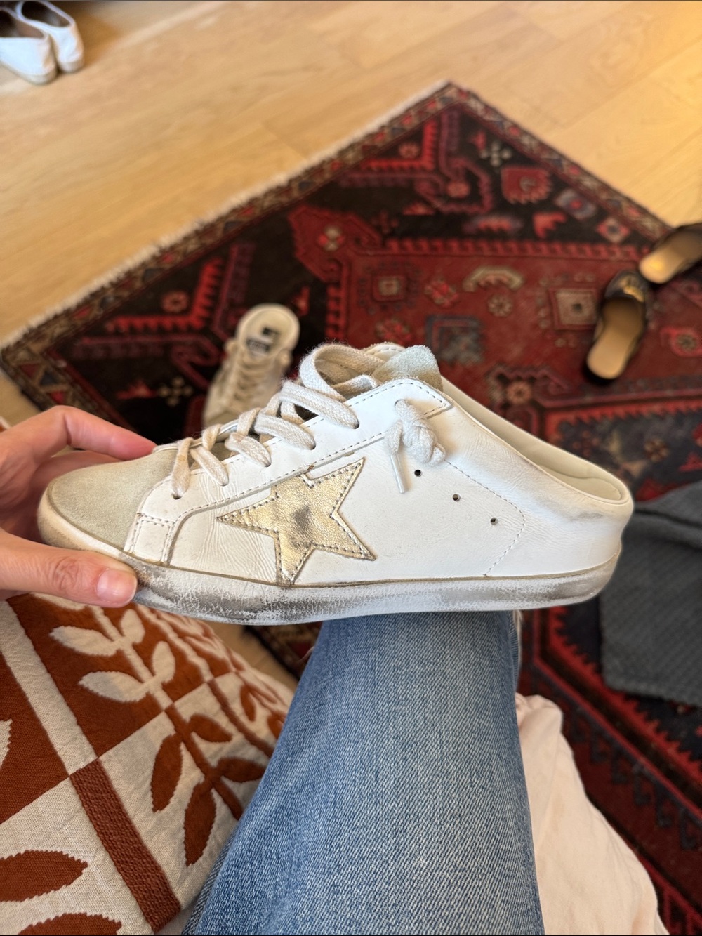 Golden Goose White Leather Super Star Sabot with Platinum Star - Picture 3 of 13